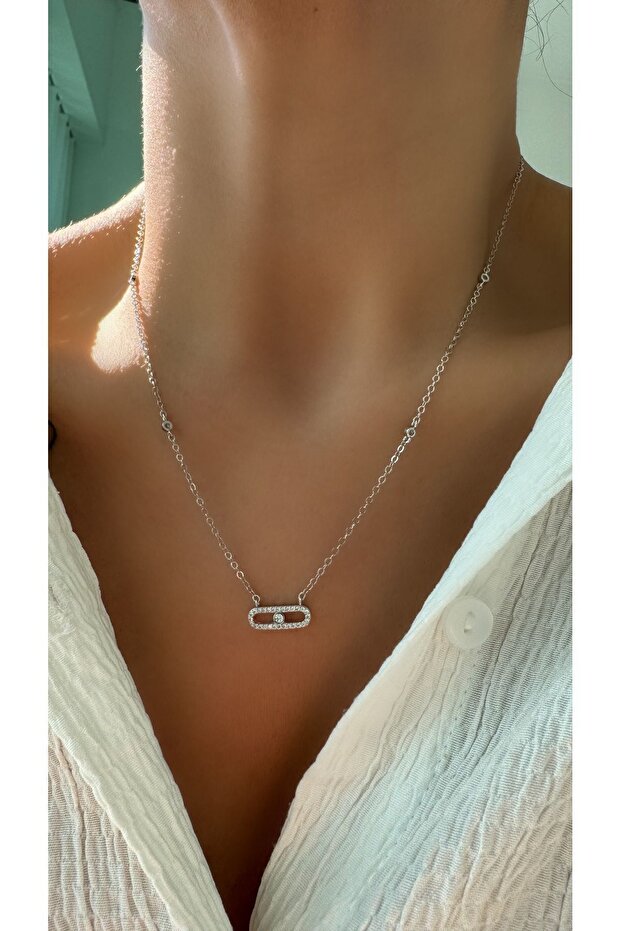 Çelik Gümüş Messika Kolye - 1