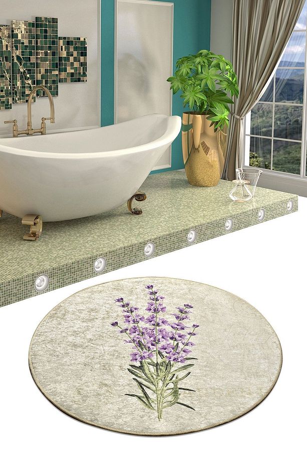 Lavender Çap 100 Cm Banyo Halısı Djth - 1