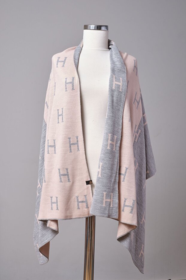 H Desenli Triko Örme Şal - 1