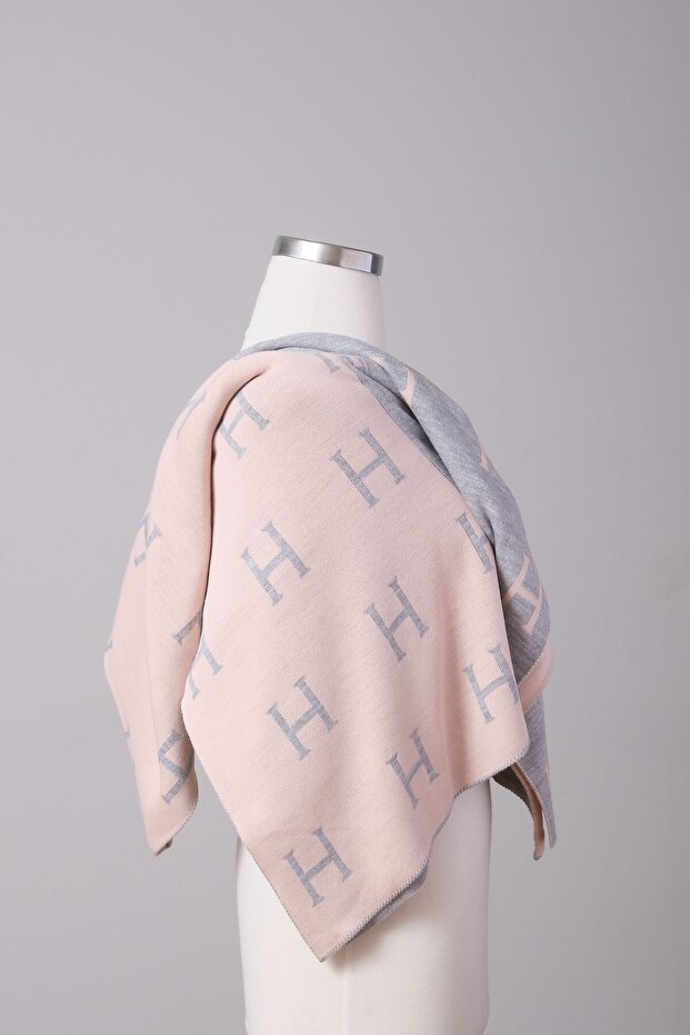 H Desenli Triko Örme Şal - 3