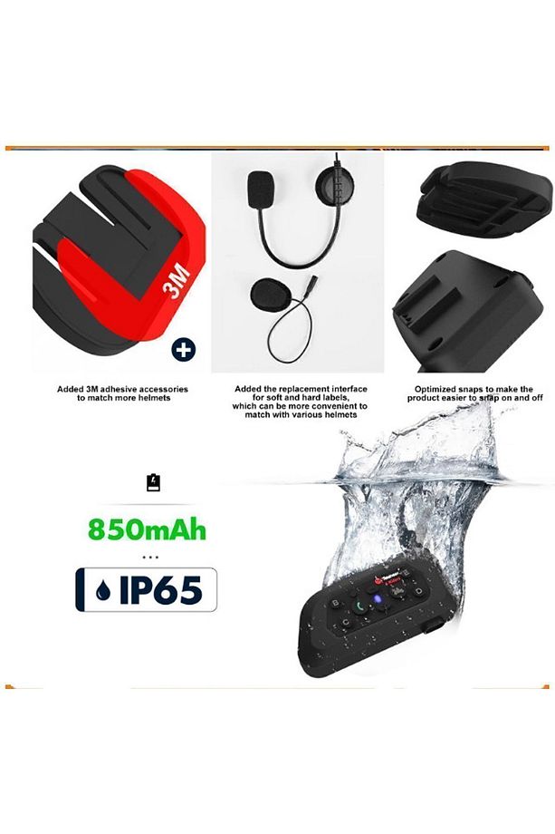 V6 Plus Motorsiklet Kaskı intercom Su Geçirmez 1200 m - 4