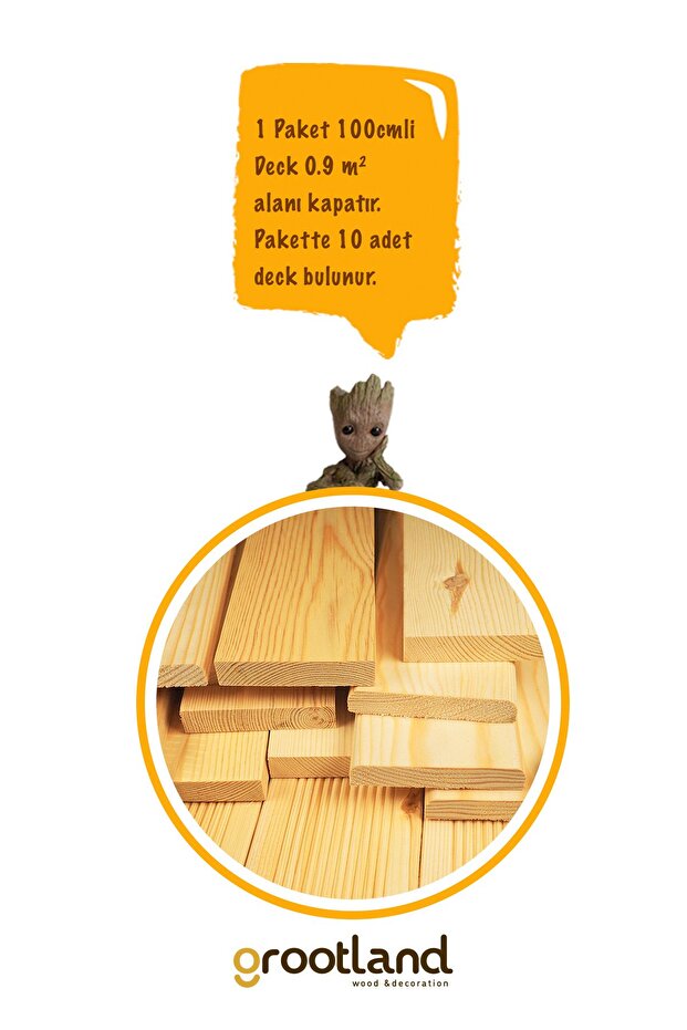 100 Cm 2.sınıf Ahşap Tırtıklı Deck - 4