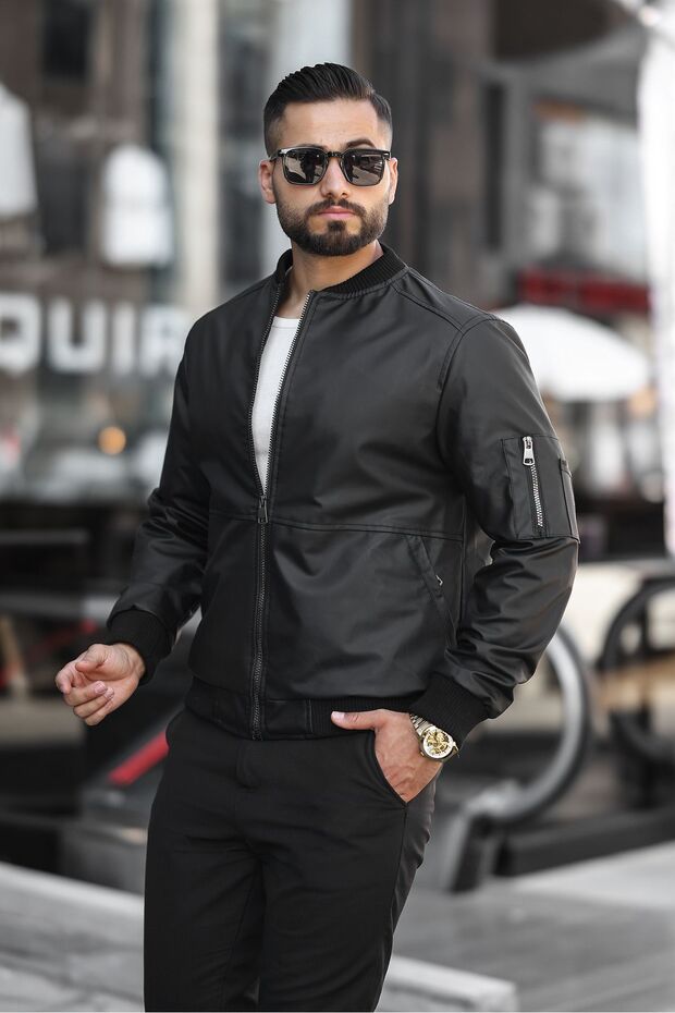 Black Carbon Leather Men's Jacket