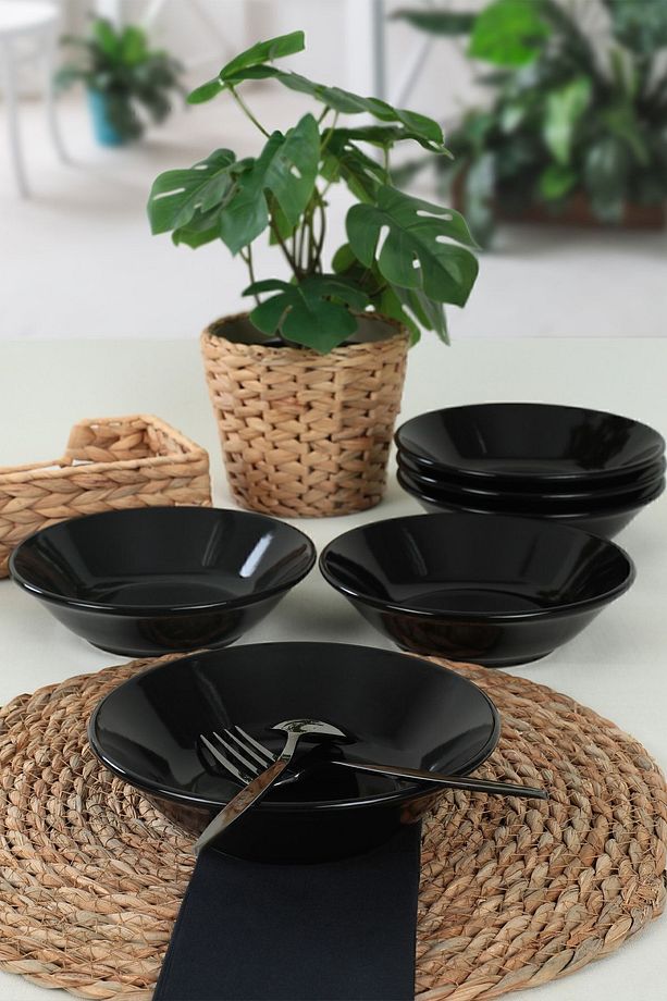 Siyah Hitit Yemek Tabağı 18 Cm 6 Adet 650 - 1