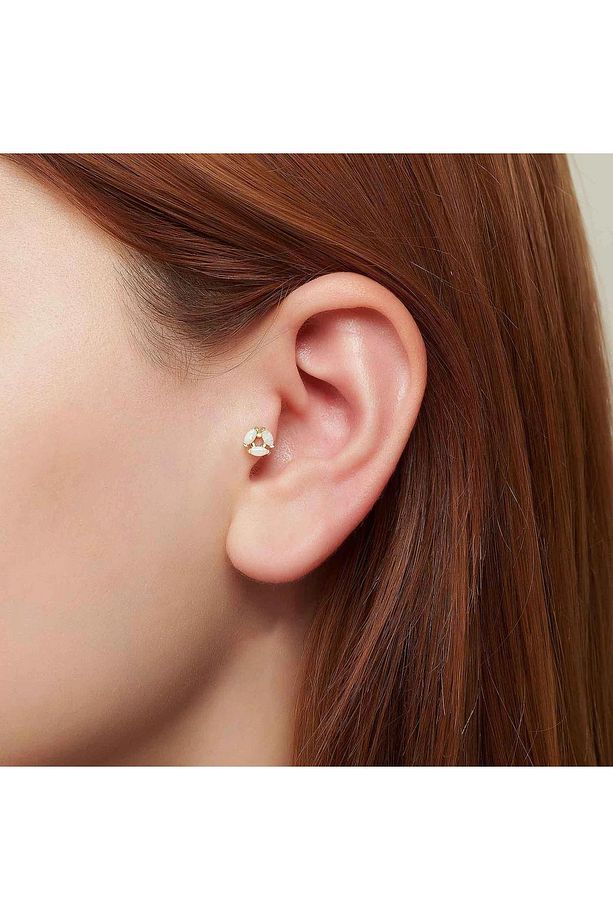 Tria Döngü Markiz Form Opalit Taşlı Altın Tragus Piercing Tek Olarak Satılır - 4