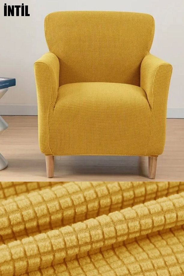 Likrali Streç Lastikli Esnek Kare Desen Berjer Tek Kişilik Kotuk Örtüsü Koltuk Kılıfı Sofa Cover - 1