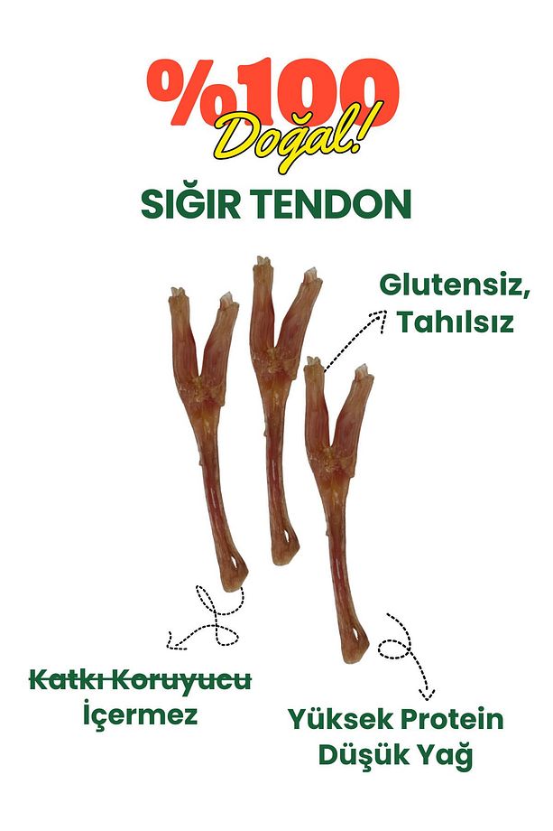 3 Adet Köpek Ödülü %100 Doğal Sığır Tendon Köpek Çiğneme Çubuğu Köpek Ağız Sağlığı - 3