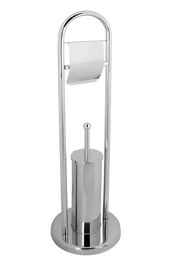 T-may Banyo Wc Ayaklı Kağıtlıklı Krom Klozet Tuvalet Fırçası Seti 430 - 1