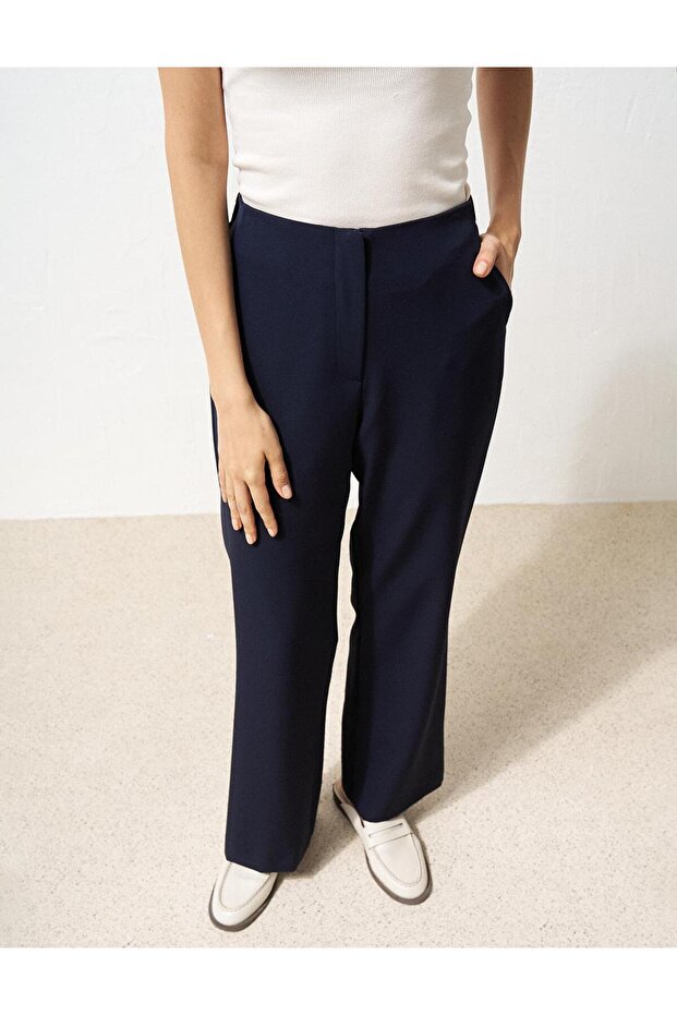 Beli Lastikli Basic Pantolon Lacivert - 5