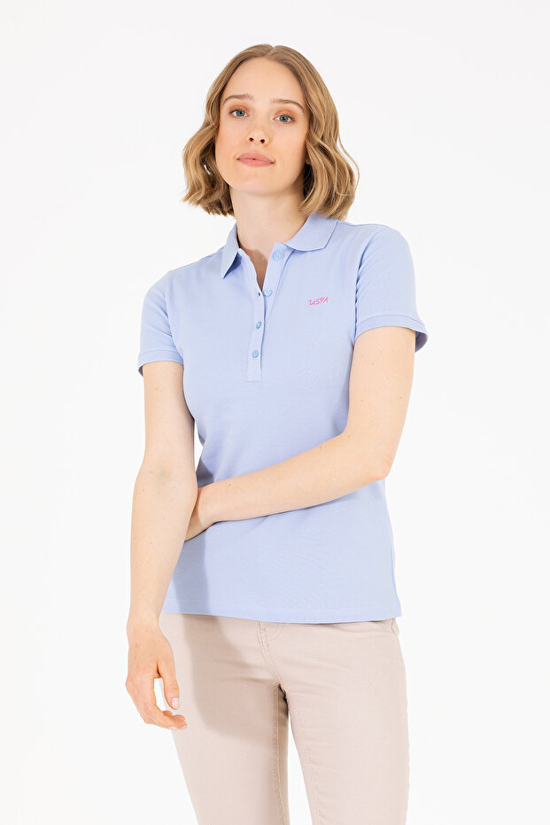 Women's Blue Basic Polo Collar 50266348-VR036
