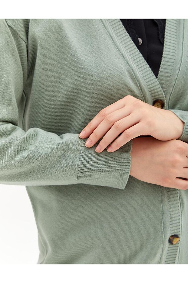 Basic Triko Hırka Yosun Yeşili - 5