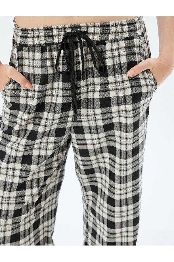Rahat Kalıp Beli Bağlamalı Cepli Bol Paça Pijama Pantolon - 5