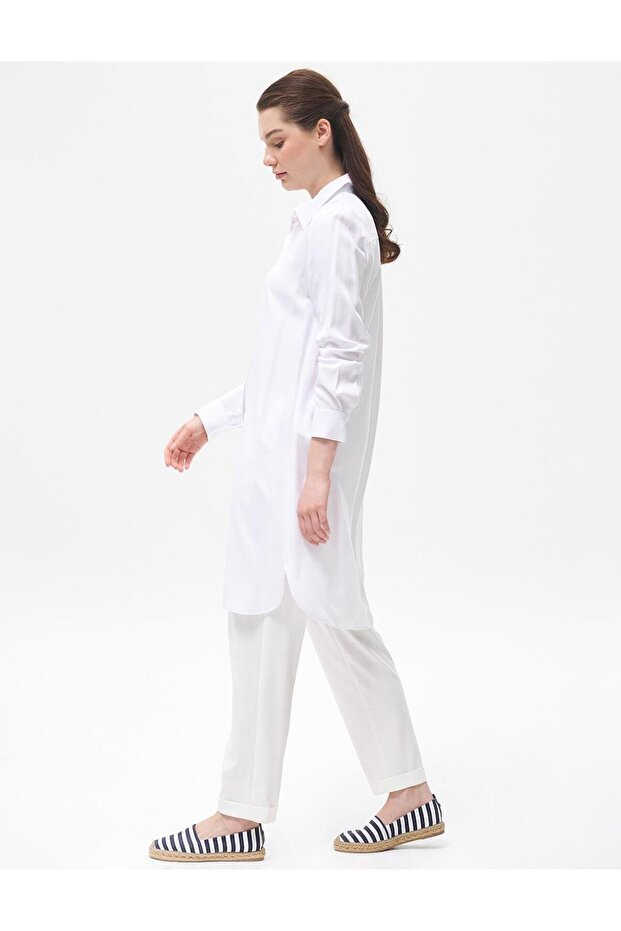 Patı Gizli Basic Uzun Tunik Optik Beyaz - 6