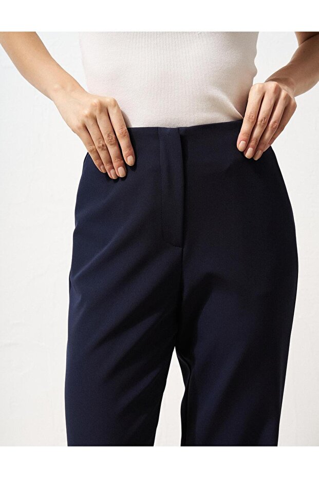 Beli Lastikli Basic Pantolon Lacivert - 6