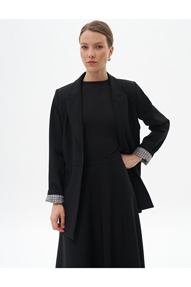 Fleto Cepli Basic Ceket Siyah - 6