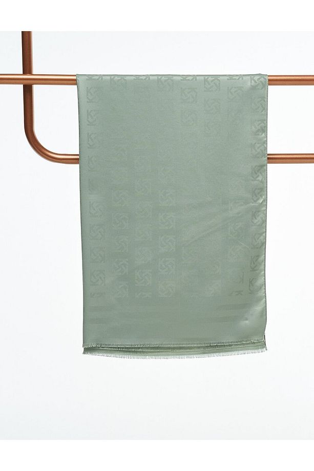 Logolu İpek Şal Mint - 3