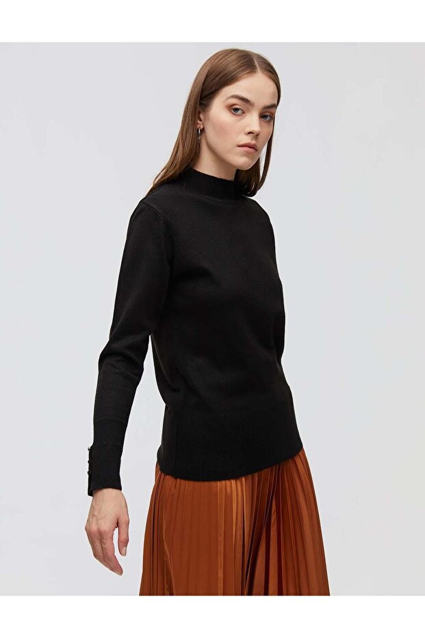 Basic Triko Bluz Siyah - 5