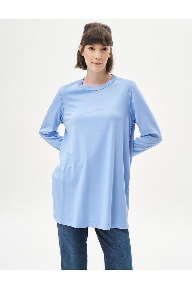 Logolu Örme Sweatshirt Havacı Mavi - 3