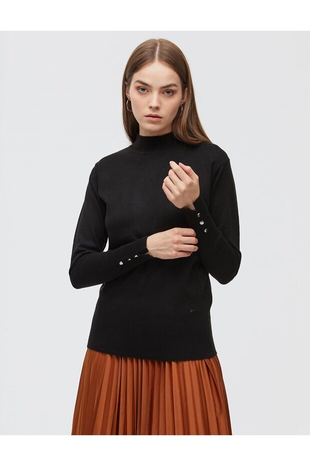 Basic Triko Bluz Siyah - 3