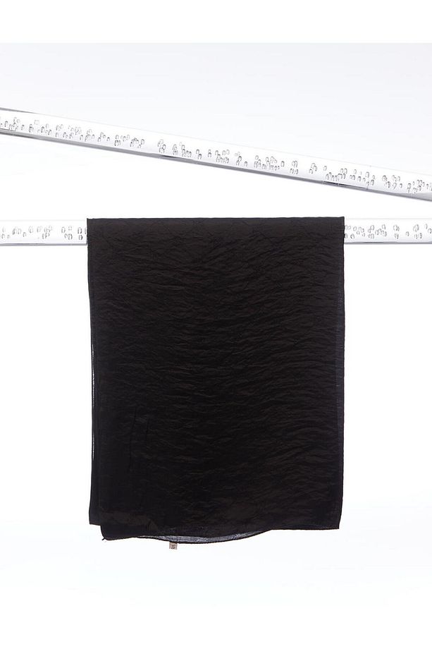 Altıgen Monogram Jakarlı Viskon Dokuma Şal Siyah - 2