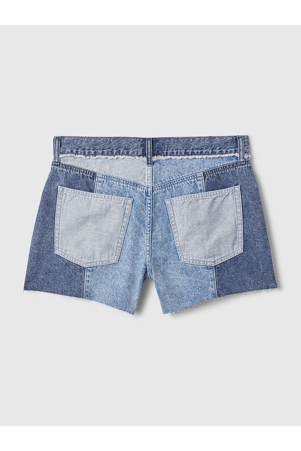 Kadın Mavi 4" Low Rise Stride Patchwork Denim Şort - 2