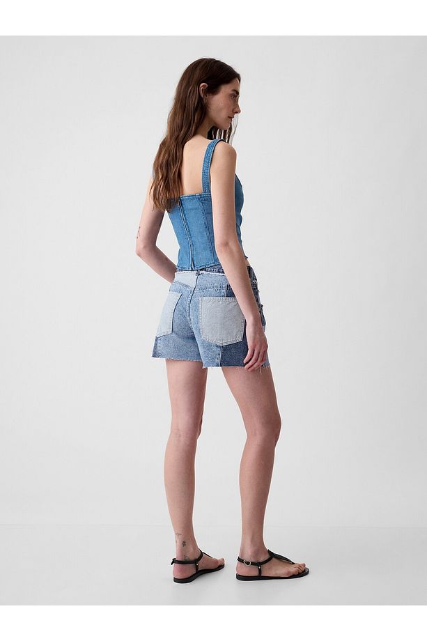 Kadın Mavi 4" Low Rise Stride Patchwork Denim Şort - 6