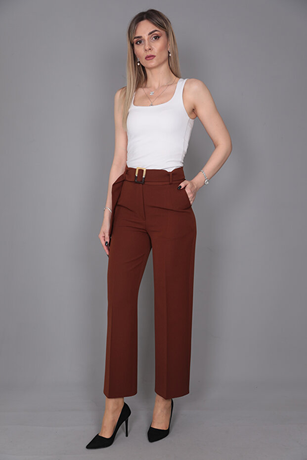 Short Brown Wide Leg Trousers