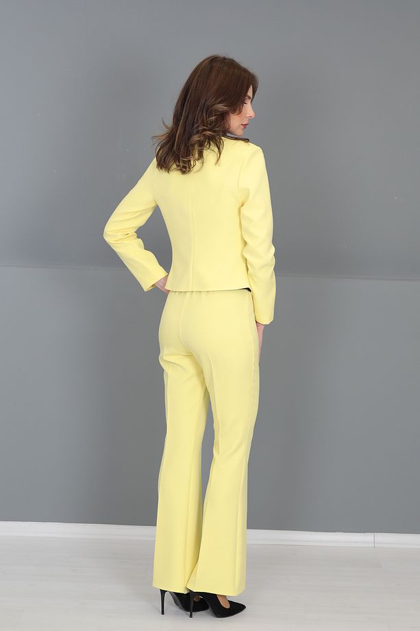 Mini Ceket & Ispanyol Paça Pantolon Takım-sarı - 4