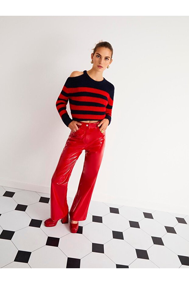 Çizgili Triko Kazak - 3