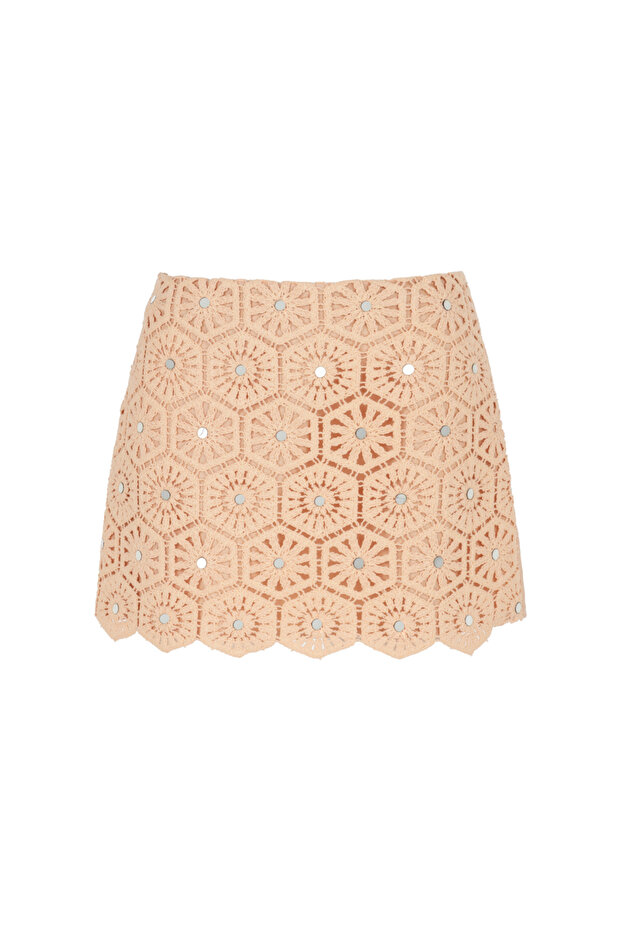 Brode İşlemeli Mini Etek - 5