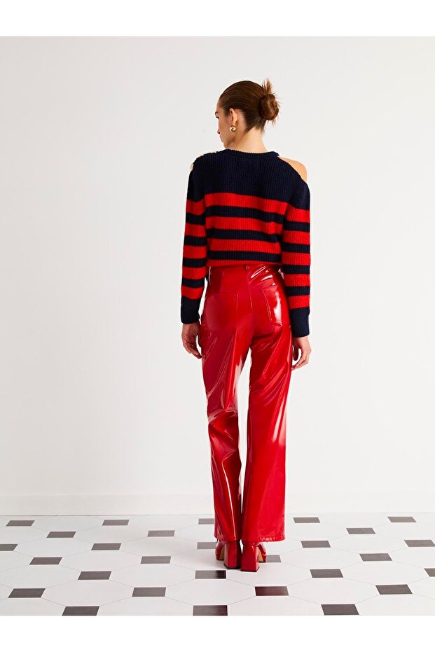 Çizgili Triko Kazak - 4