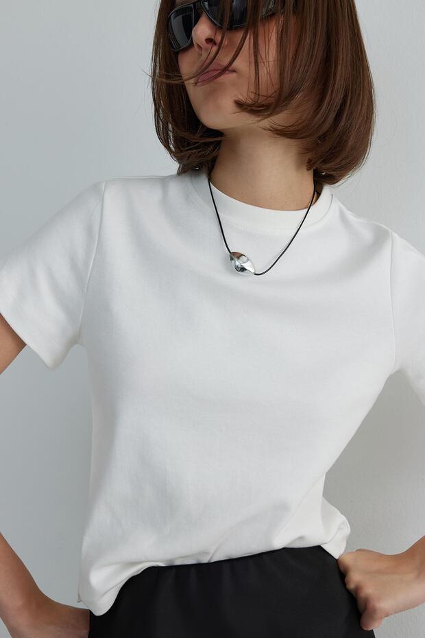 Ekru Comfy Basic Tişört - 4