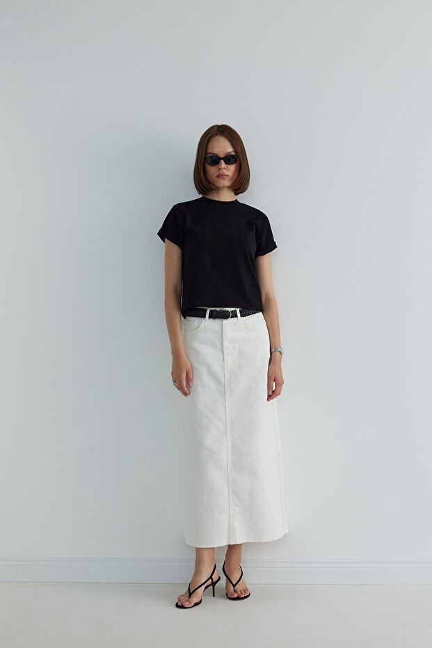 Siyah Pamuklu Basic Tişört - 2