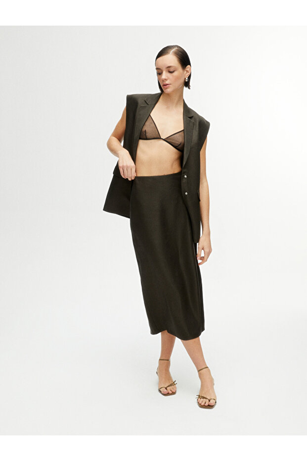 Yırtmaçlı Midi Etek - 1