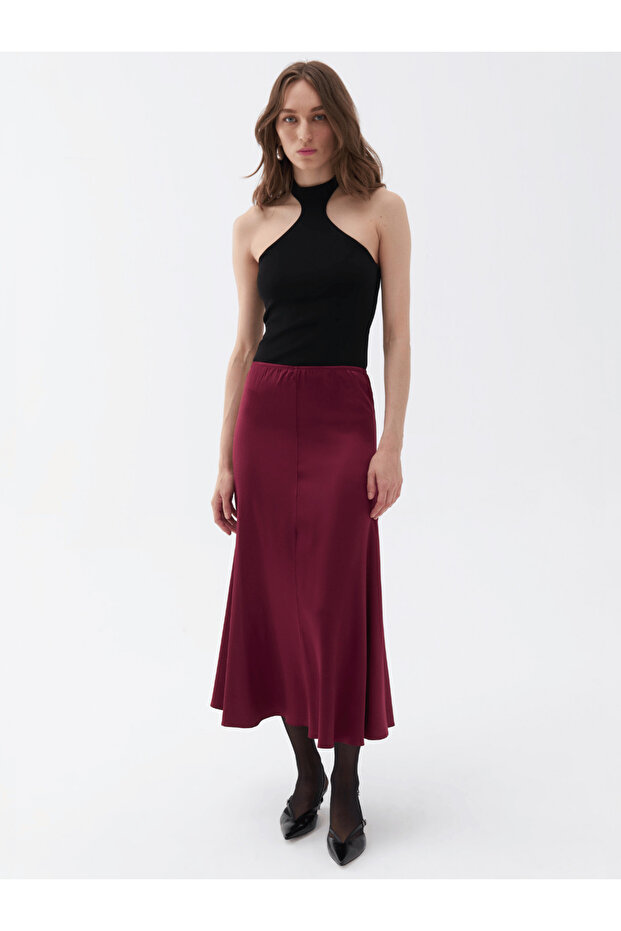 Elastik Bel Midi Etek - 1