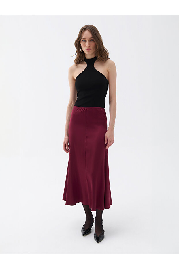Elastik Bel Midi Etek - 3