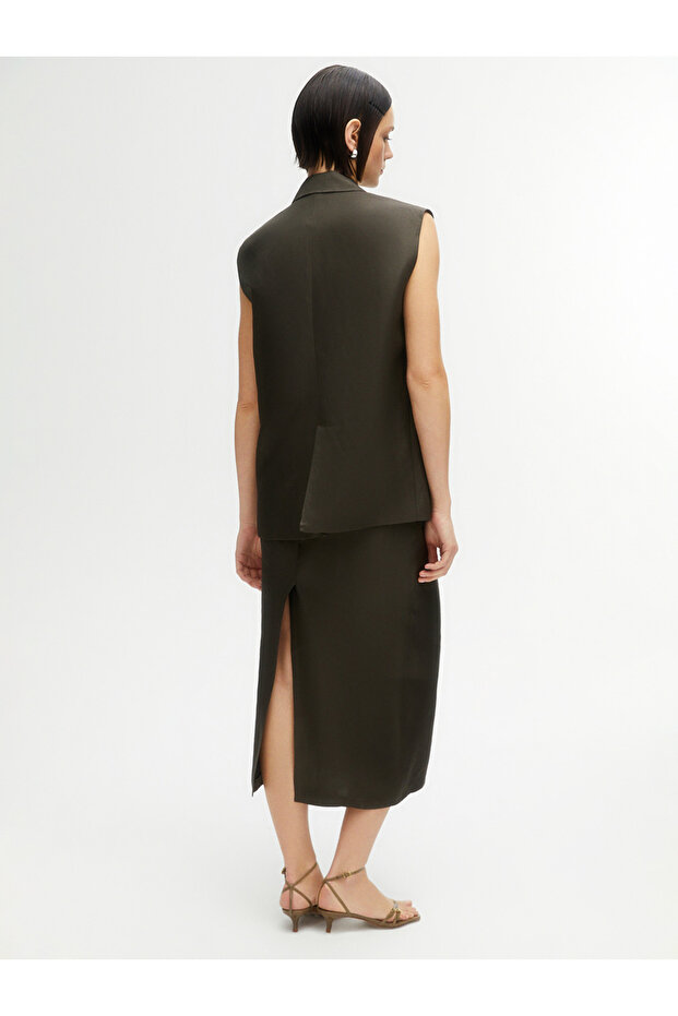 Yırtmaçlı Midi Etek - 3