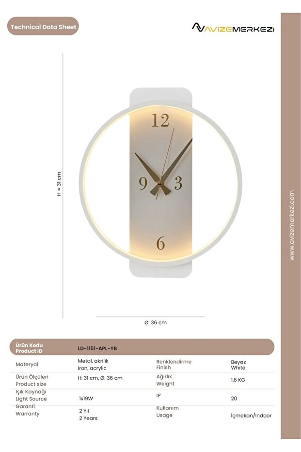 Saatli Yuvarlak Aplik Ld-1151-apl-yb - 3