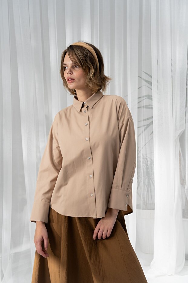 Poplin Short Shirt Mink