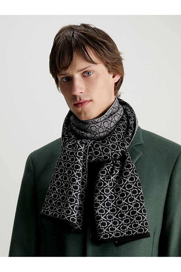 CK MONOGRAM WOOL SCARF - 6