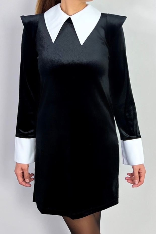 Kadın Devy Vatkalı Kadife Mini Elbise - 1