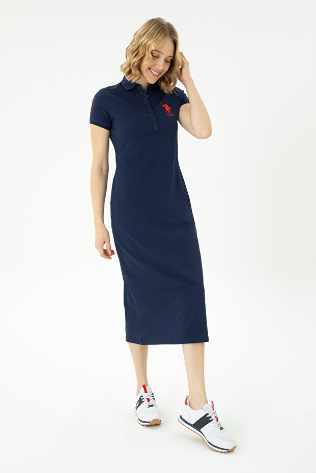 Women's Navy Blue Knitted Dress 50267566-Vr033