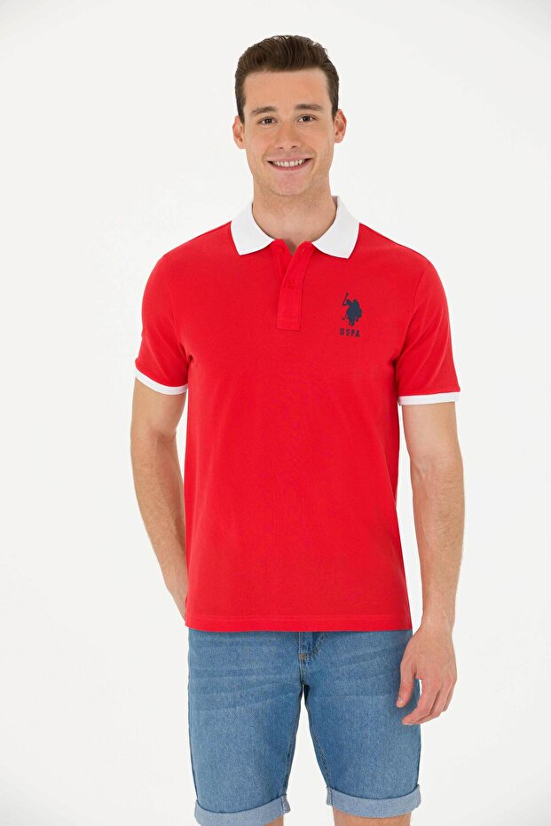 Men's Red Polo Collar T-Shirt 50263444 -Vr030