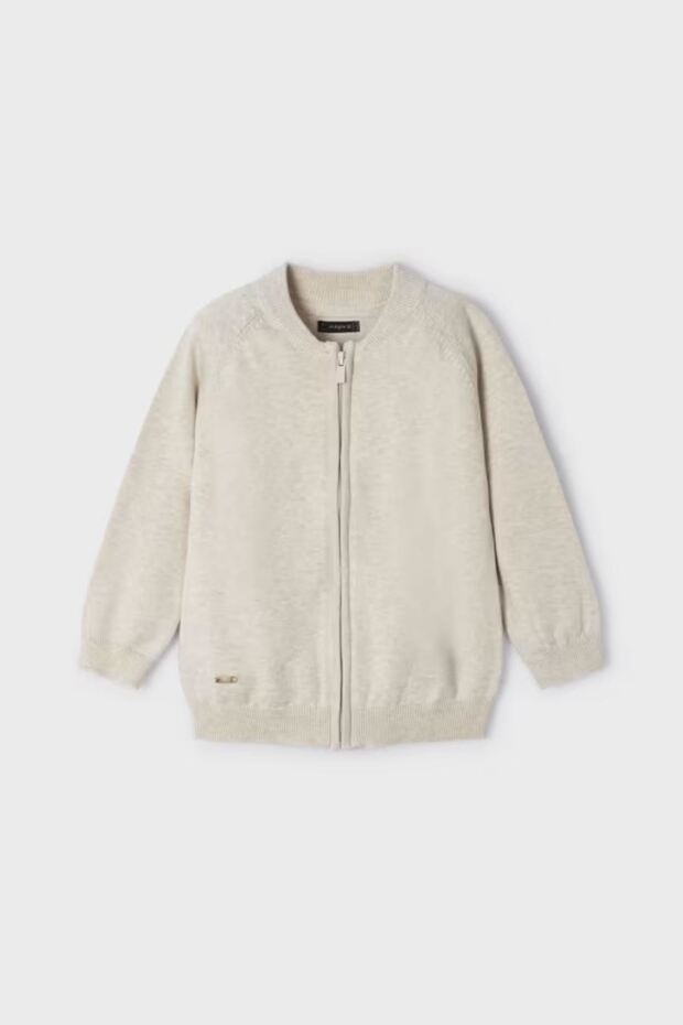 Boy's Zippered Mercerized Cardigan