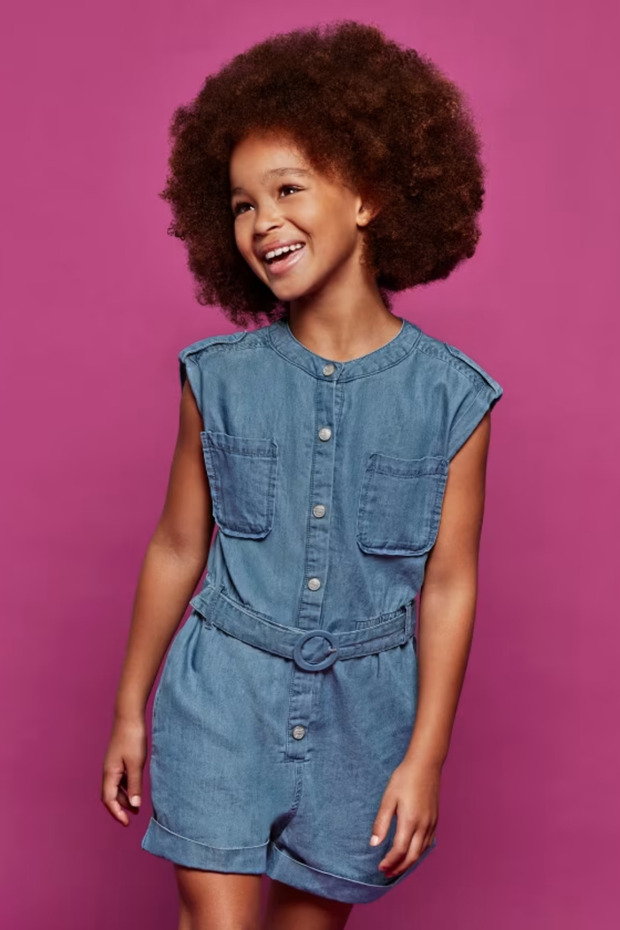 Girl's Denim Shorts Jumpsuit 6858