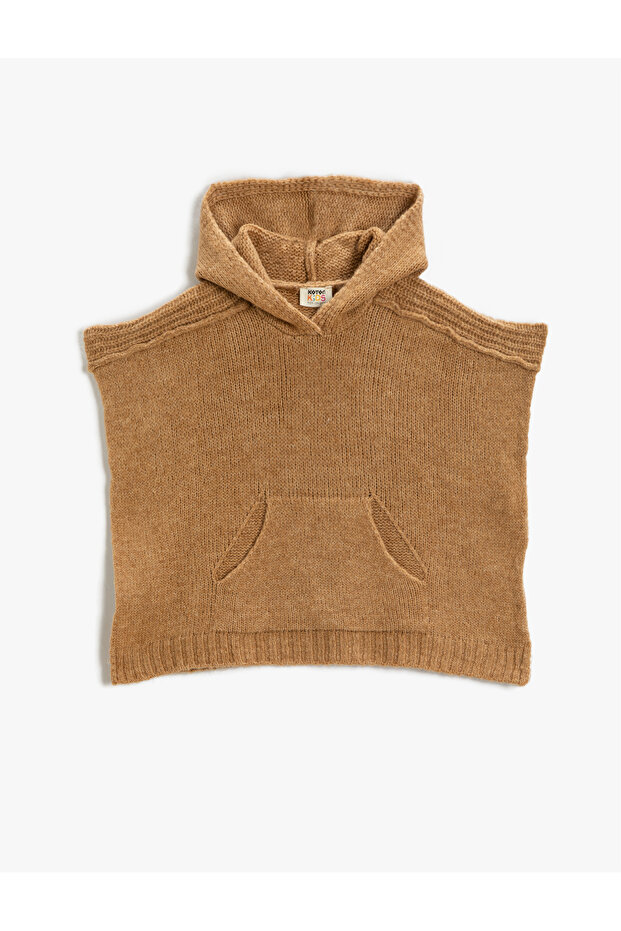 Basic Hooded Poncho with Pocket - 1