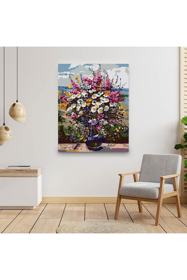 Sayılarla Boyama Seti 40 x 50 cm Tuval Şasesine Gerili Vazodaki Renkler - 3