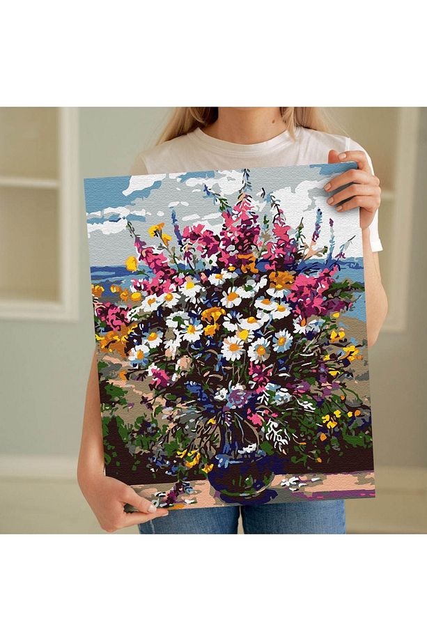 Sayılarla Boyama Seti 40 x 50 cm Tuval Şasesine Gerili Vazodaki Renkler - 5