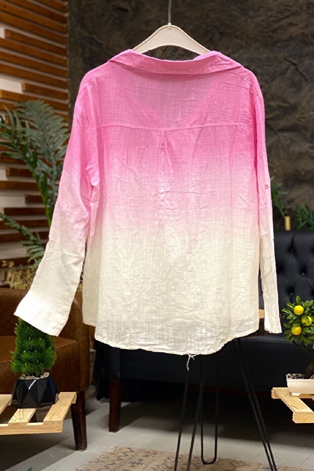 Batik Pattern Collared Half Buttoned Shirt - 2