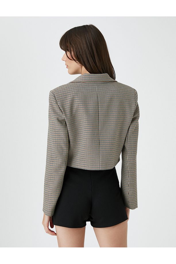 Crop Blazer Ceket Tek Düğmeli - 4